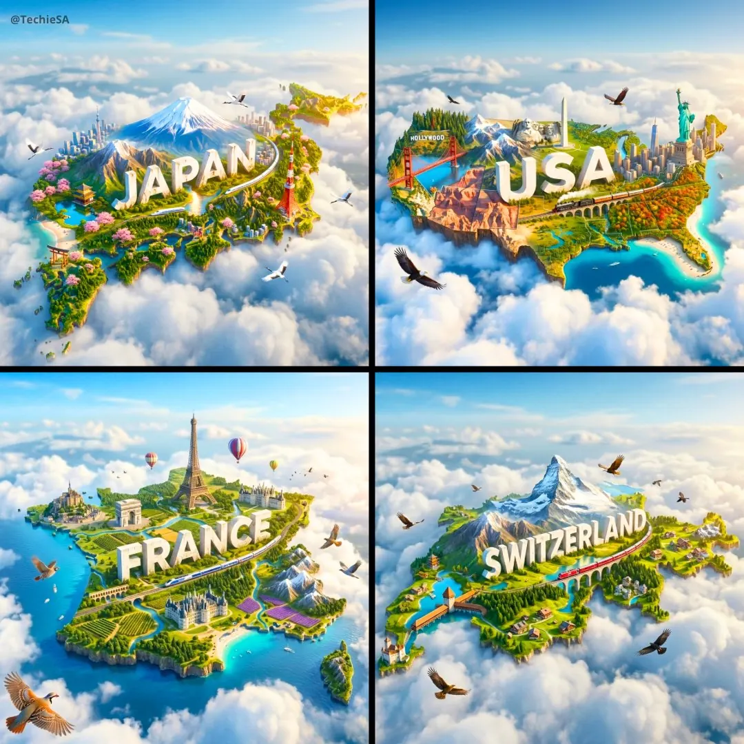 漂浮国家岛屿微景观 AI 绘图效果图